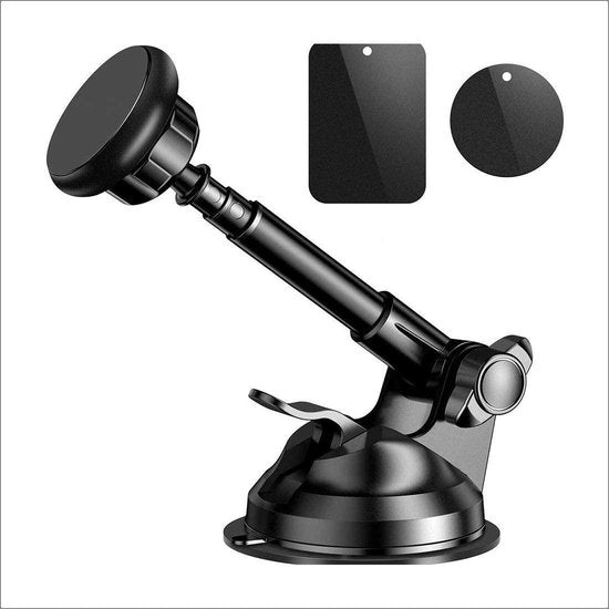 Telefoonhouder auto – Magnetisch – Voorruit & Dashboard – Uitschuifbare Arm – Universeel Zwart-Ilumina Benelux
