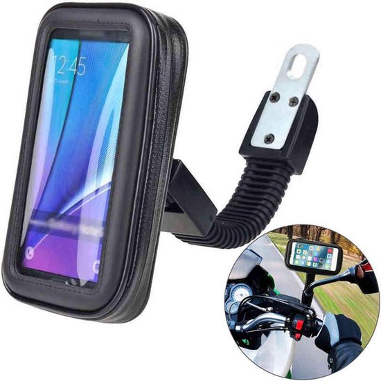 Telefoonhouder motor – Windscherm & spiegelklem – 360° draaibaar – Universeel 3.5-6.7 inch – Zwart-Ilumina Benelux