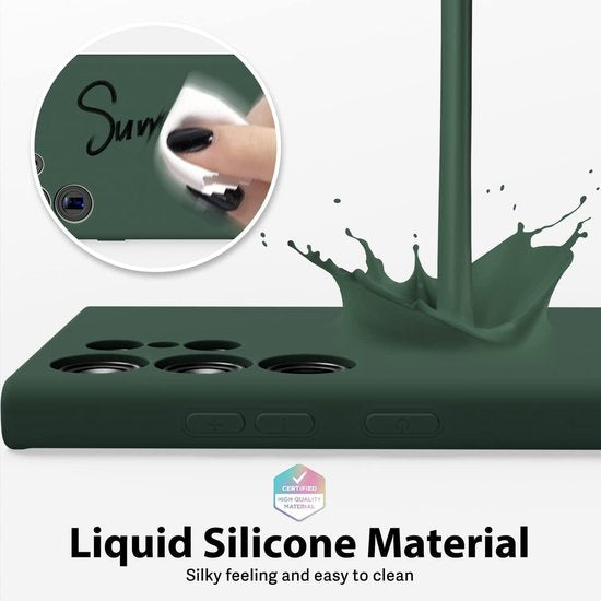 Samsung Galaxy S22 Ultra Hoesjes – Liquid Solid Siliconen Backcover – Schokbestendig – Groen-Ilumina Benelux