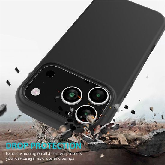 iPhone 17 Pro Hoesjes – Liquid Siliconen Backcover – Soft Touch – Schokbestendig – Zwart-Ilumina Benelux