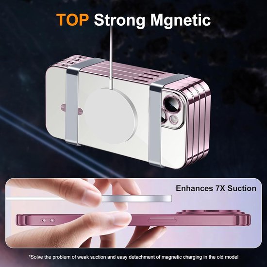 iPhone 15 Plus Hoesjes – Magnetisch Clear Siliconen Backcover – Camera Lens Protector – MagSafe – Roségoud-Ilumina Benelux
