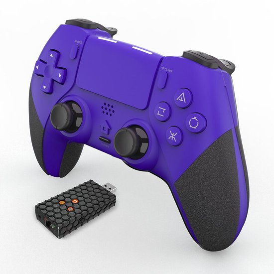 Draadloze Controller Geschikt voor: Playstation 5 – PS5 Wireless Gamepad met Back Buttons, Turbo, Touchpad, Dubbele Vibratie & 3.5mm Audio – Compatibel met PS5/PS4/PC - paars