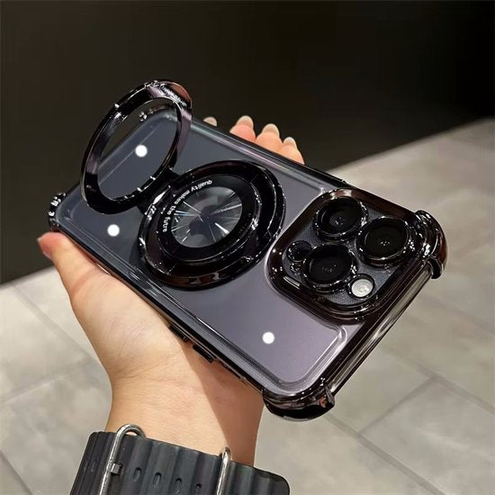 iPhone 12 Hoesjes – Magnetische Backcover – Onzichtbare Ringstandaard – Schokbestendig – Goud-Ilumina Benelux