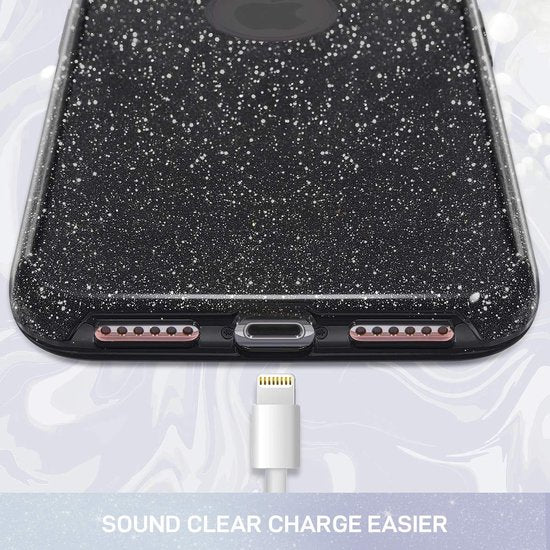 Backcover Hoesje Geschikt voor: Samsung Galaxy A42 5G Glitters Siliconen TPU Case Zwart - BlingBling Cover