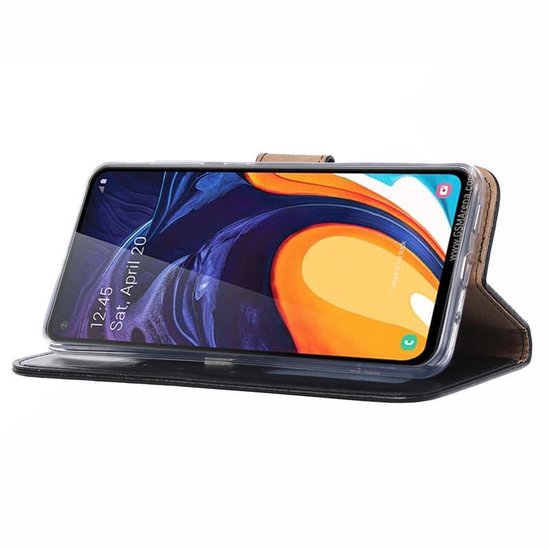 hoesje Geschikt voor: Samsung Galaxy A60 Portemonnee zwart met 2x Glas Screenprotector