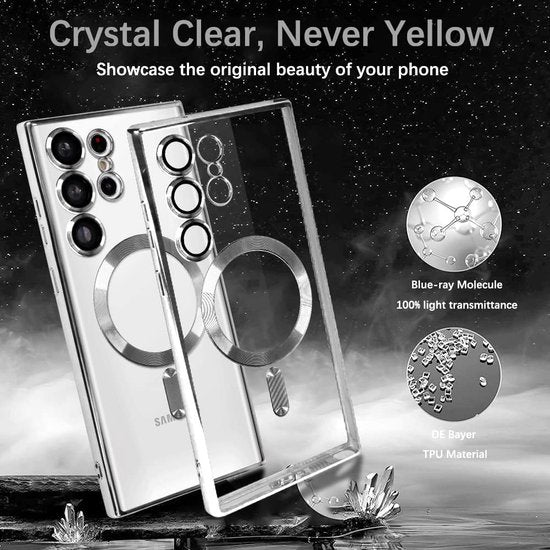 Samsung Galaxy S23 Plus Hoesjes – Magnetische TPU Backcover – MagSafe Compatibel – Camerabescherming – Zilver-Ilumina Benelux