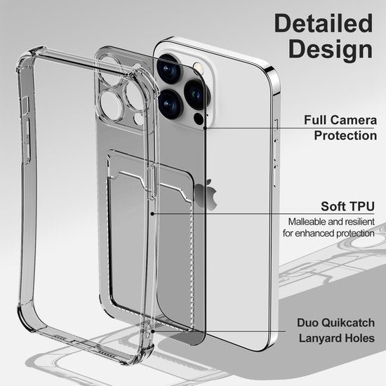iPhone 14 Hoesjes – TPU Backcover – Schokbestendig – Pasjeshouder – Grijs-Ilumina Benelux