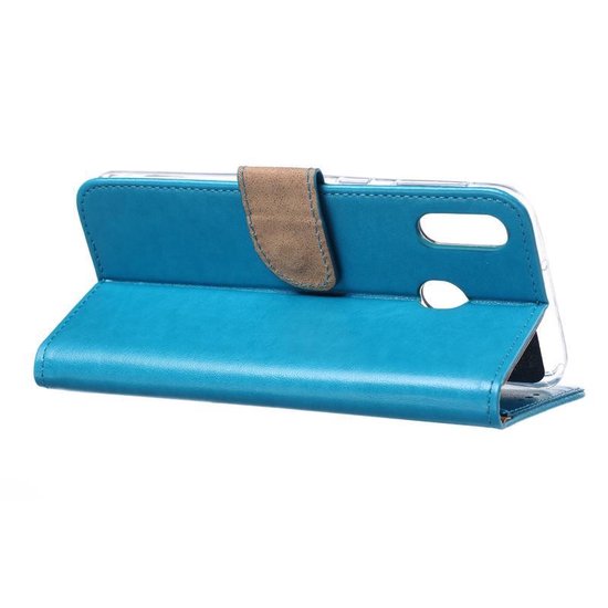 Samsung Galaxy M20 Hoesjes – Portemonnee Hoes – Pasjeshouder – 2x Gehard Glas Screenprotector – Turquoise-Ilumina Benelux