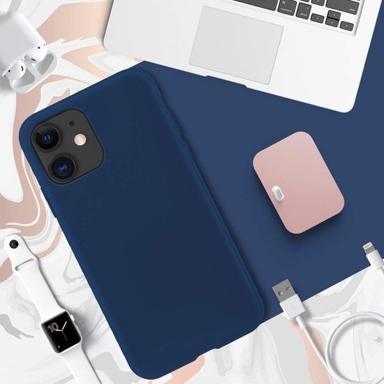 iPhone 11 Hoesjes – Siliconen Backcover – Inclusief Screenprotector Gehard Glas – Blauw-Ilumina Benelux
