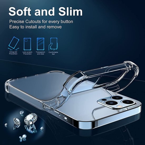 iPhone 13 Hoesjes – Siliconen Backcover – Schokbestendig – Transparant + 3x Screenprotector Gehard Glas – Anti-kras – Transparant-Ilumina Benelux
