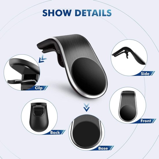 Telefoonhouder auto – Magnetisch Ventilatierooster – Sterke Magneet – Universeel – Zwart-Telefoonhouders-Ilumina Benelux