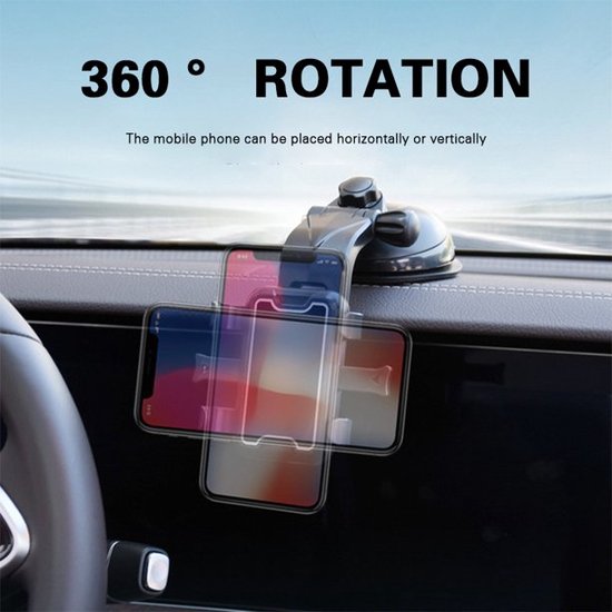 Telefoonhouder auto – Dashboard & Zuignap – 360° Draaibaar – Geschikt voor iPhone Samsung Huawei – Zwart-Ilumina Benelux