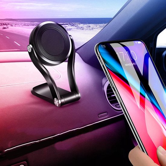 Telefoonhouder auto – Magnetisch Dashboard & Voorruit – 360° draaibaar – Sterke kleeflaag – Geschikt voor iPhone/Samsung/Huawei – Zwart-Ilumina Benelux