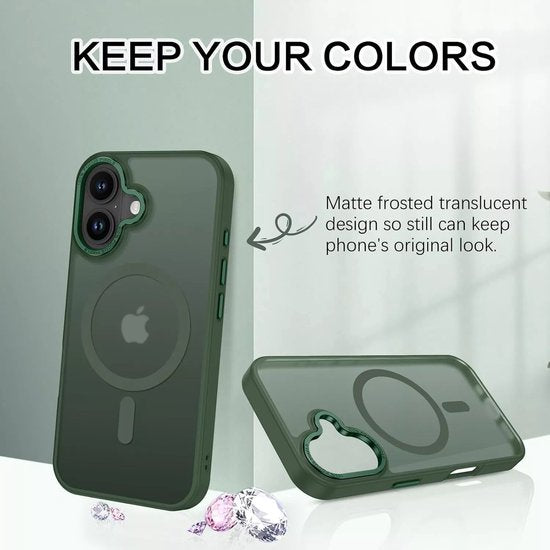iPhone 16 Hoesjes – Matte Backcover MagSafe Compatibel – Schokbestendig – Groen-Ilumina Benelux