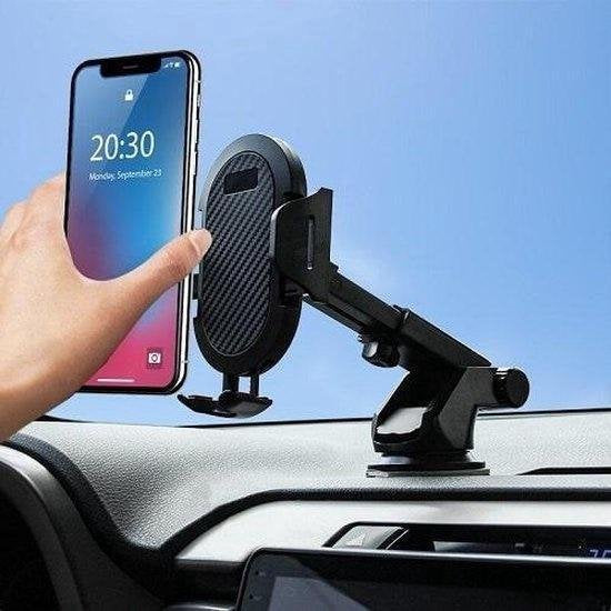 Telefoonhouder auto – Zuignap Dashboard/Voorruit – Verstelbare Arm – Sterke Grip – Zwart-Ilumina Benelux