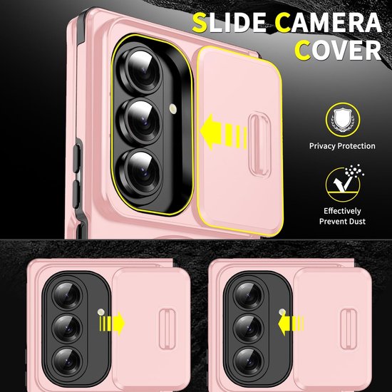 Samsung Galaxy Z Fold 7 Hoesjes – Hybrid Backcover met Ringstand – MagSafe Compatibel – Roze-Ilumina Benelux