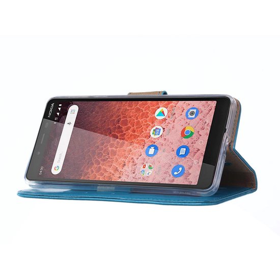 Nokia 1 Plus Hoesjes – Bookcase Portemonnee Hoes – Pasjeshouder – Magneetsluiting – Turquoise-Ilumina Benelux