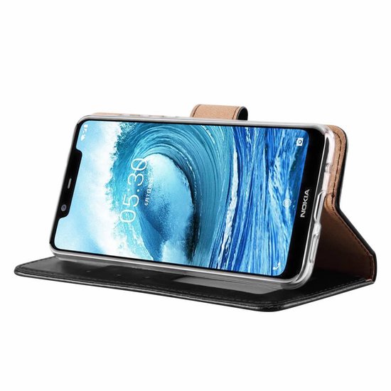 Nokia 5.1 Plus Hoesjes – Portemonnee Hoes – Pasjeshouder – 2x Screenprotector – Zwart-Ilumina Benelux
