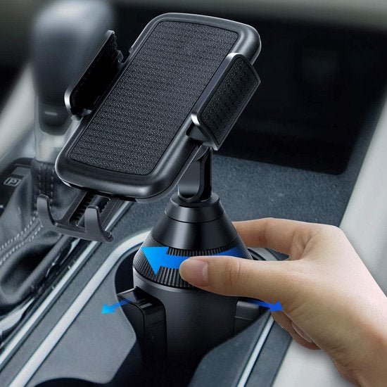 Telefoonhouder auto – Bekerhouder model One-Touch – Verstelbare klem – Geschikt voor smartphones iPhone Samsung Oppo Xiaomi – Zwart-Ilumina Benelux