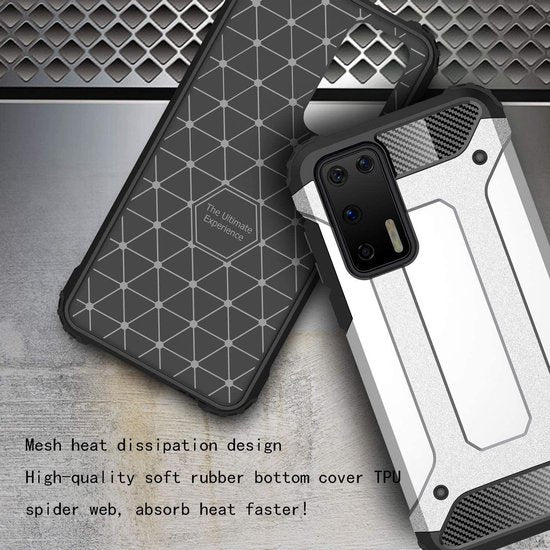 Huawei P40 Hoesjes – Armor Hybrid Backcover – Schokbestendig – Zwart-Ilumina Benelux