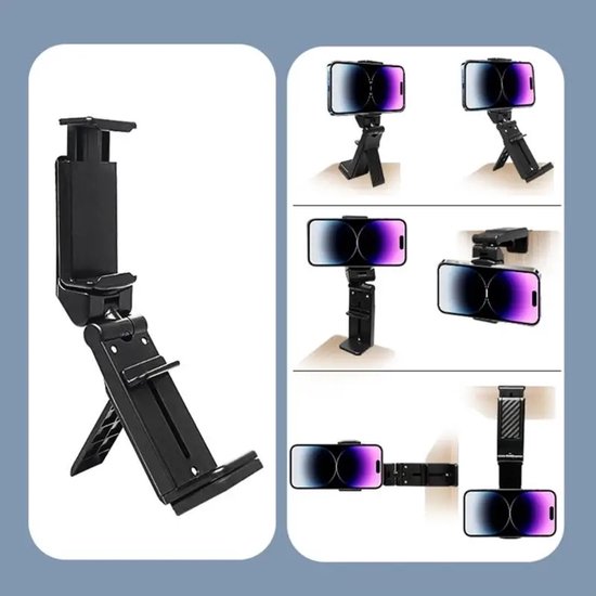 Telefoonhouder vliegtuig & trein – Tafel klemhouder – 360° draaibaar – Universeel – Zwart-Ilumina Benelux