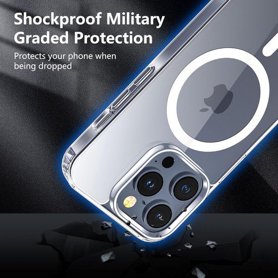 iPhone 15 Pro Hoesjes – Magnetische Transparante Backcover – MagSafe Compatibel – 2x Screenprotector + Camera Lens Protector – Doorzichtig-Ilumina Benelux