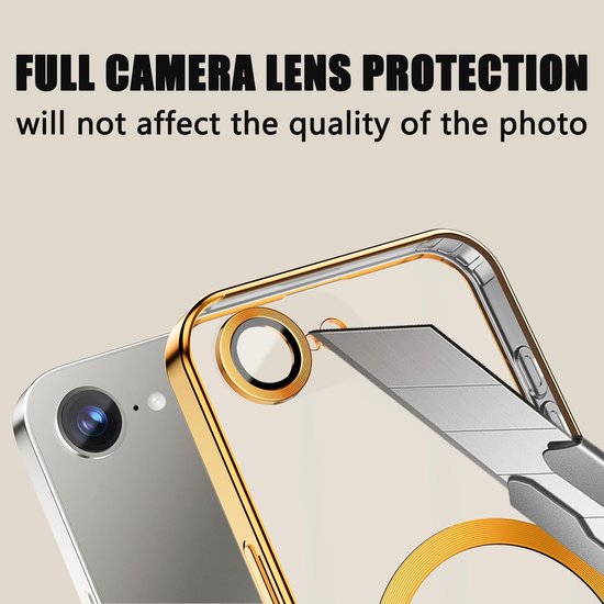 iPhone 16e Hoesjes – MagSafe Compatible Backcover – Ingebouwde Camerabescherming – Goud-Ilumina Benelux