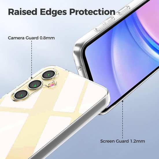 Samsung Galaxy A25 Hoesjes – Transparante Siliconen Backcover – Screenprotector Gehard Glas – Camera Lens Protector – Transparant