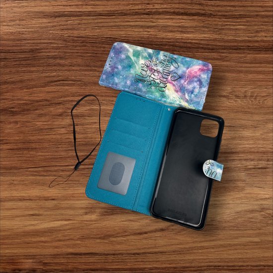 Samsung Galaxy A22 5G Hoesjes – Portemonnee Book Case – Pasjeshouder – Magneetsluiting – Never Stop Dreaming Print-Ilumina Benelux