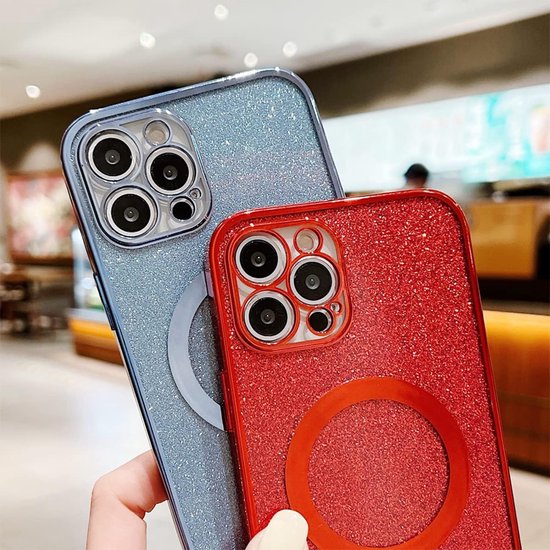 iPhone 12 Pro Max Hoesjes – MagSafe Compatibel – Glitter Sequin TPU Backcover – Zacht – Zwart-Ilumina Benelux
