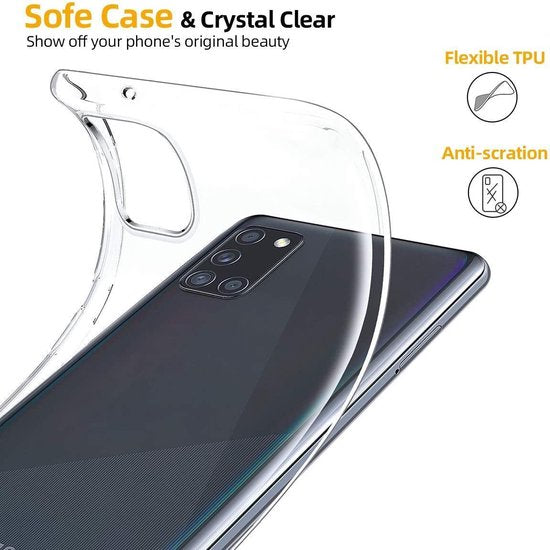 Silicone hoesje Transparant met 2 Pack Screenprotector Glas Geschikt voor: Samsung Galaxy M31s