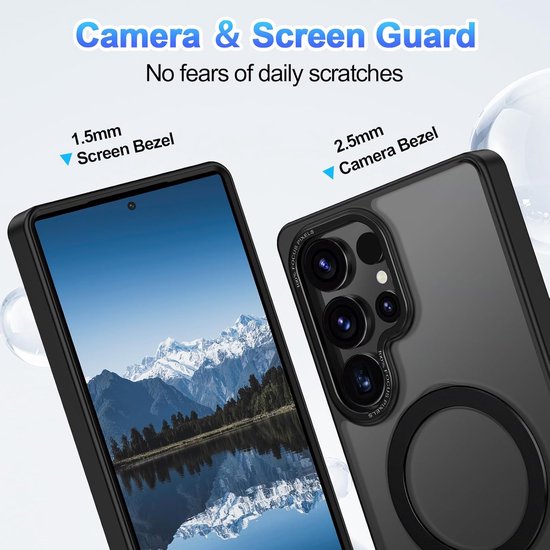 Samsung Galaxy S24 Ultra Hoesjes – MagSafe Backcover met Standaard – Schokbestendig – Zwart-Ilumina Benelux