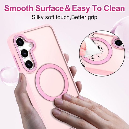 Samsung Galaxy S24 FE Hoesjes – MagSafe Backcover met Standaard – Schokbestendig – Roze-Ilumina Benelux