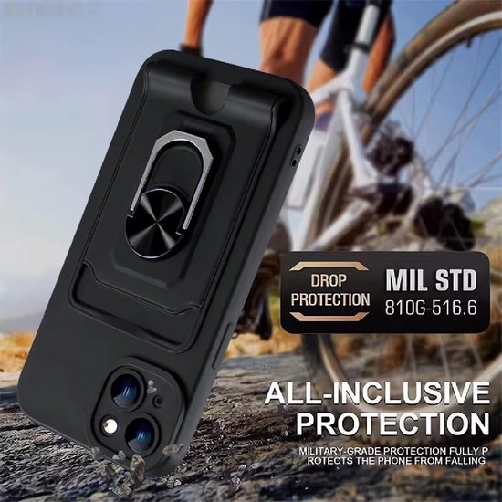 Samsung Galaxy S22 Hoesjes – Crossbody Backcover – Siliconen – Kaarthouder – Zwart