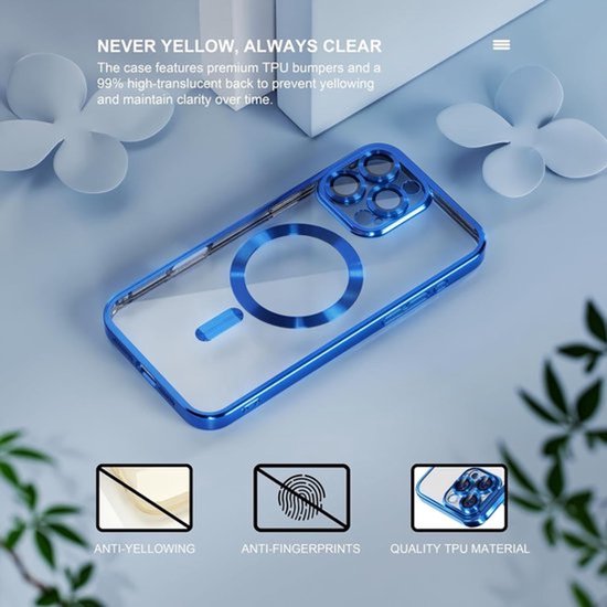 iPhone 16 Pro Max Hoesjes – Backcover – Camera Lens Protector – MagSafe compatibel – Blauw-Ilumina Benelux