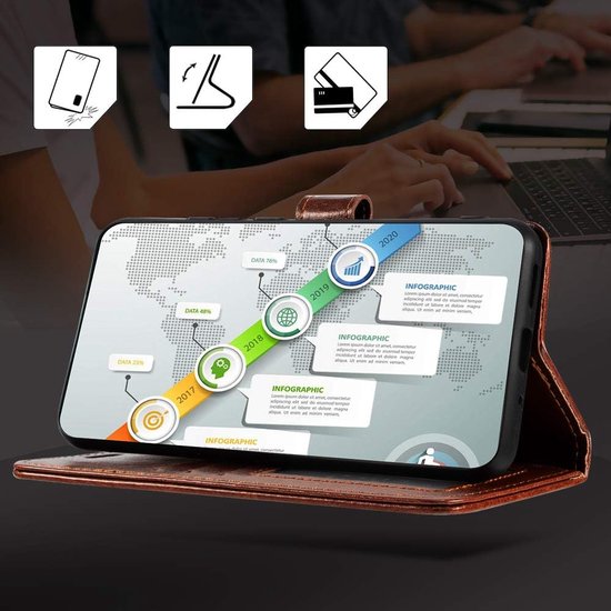 Bookcase Bruin Geschikt voor Motorola Moto C Plus - Portemonnee hoesje