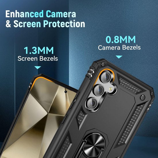 Samsung Galaxy S24 Plus/S25 Plus Hoesjes – Anti-Shock Hybride Ring Armor Backcover – Schokbestendig – Zwart