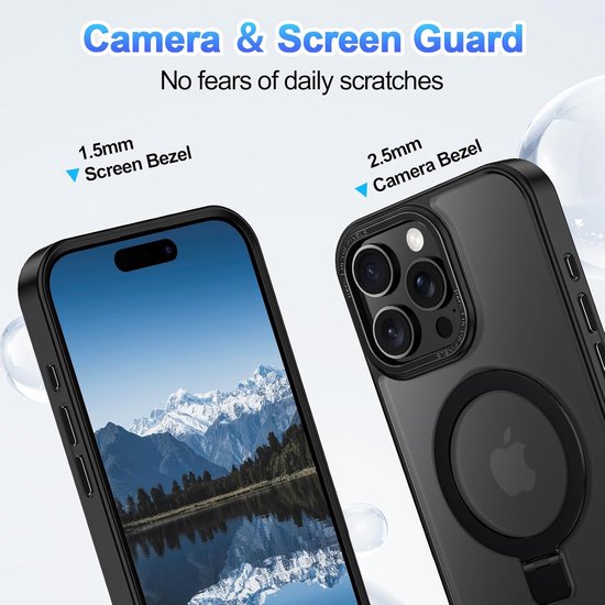 iPhone 15 Pro Hoesjes – MagSafe Backcover met Standaard – Schokbestendig – Zwart-Ilumina Benelux
