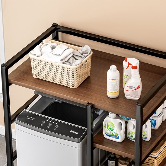 Wasmachine ombouwrek – 3 planken – Opbergrek voor wasmachine en droger – Kast voor badkamer/keuken/wc – Wit-Opbergrek-Ilumina Benelux