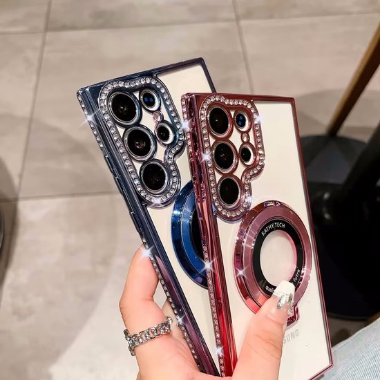 Back Cover Hoesje - Schattige met Diamanten steentjess - Geschikt voor: Samsung Galaxy A15 - Roze