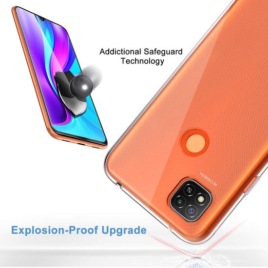 Xiaomi Redmi 9C Hoesjes – Transparante Siliconen Backcover – 2 Pack Screenprotector – Gehard Glas-Ilumina Benelux