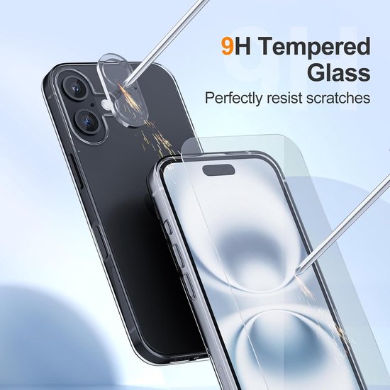 iPhone 16 Plus Hoesjes – Transparante Siliconen Backcover – 2x Screenprotector Gehard Glas – 2x Camera Lens Protector – 5-in-1 Set-Ilumina Benelux