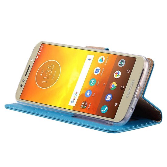 Bookcase Geschikt voor: Motorola Moto E5 Play - Turquoise - Portemonnee hoesje