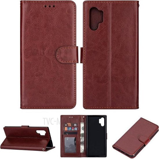 Samsung Galaxy Note 10 Plus Hoesjes – Bookcase Portemonnee – Pasjeshouder – Magneetsluiting – Bruin-Ilumina Benelux