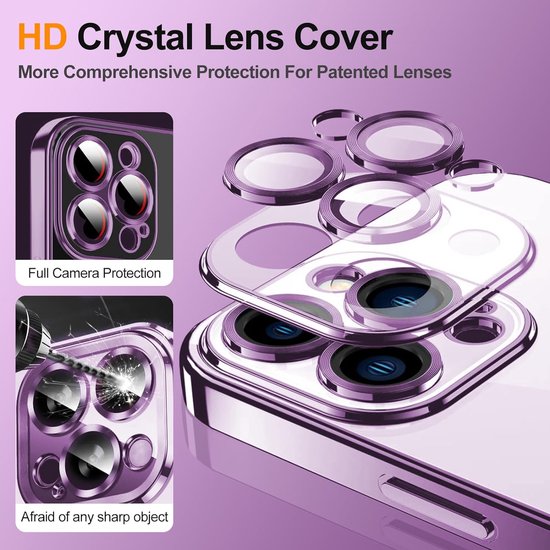 iPhone 14 Pro Hoesjes – Magnetische Clear Siliconen Backcover – Camera Lens Protector – MagSafe – Paars-Ilumina Benelux
