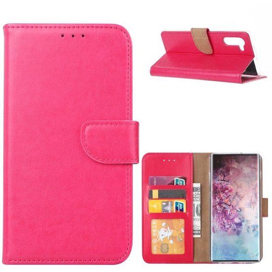 Samsung Galaxy Note 10 Hoesjes – Portemonnee Hoes – Pasjeshouder – 2x Gehard Glas Screenprotector – Roze-Ilumina Benelux
