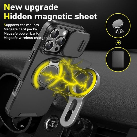 iPhone 14 Pro Hoesjes – MagSafe Backcover – Ingebouwde Camera Cover – Hybride – Zwart-Ilumina Benelux