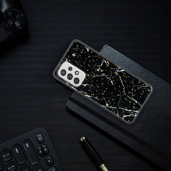 Samsung Galaxy A32 5G Hoesjes – Siliconen Backcover met Print – Schokbestendig – Zwart-Ilumina Benelux
