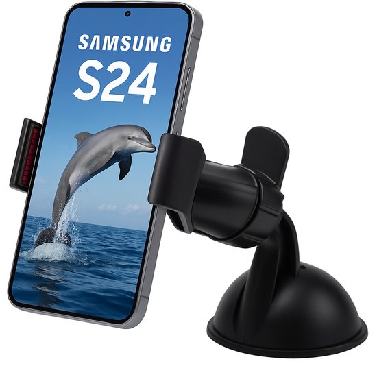 Telefoonhouder auto – Klem met zuignap – Voor voorruit, dashboard en bureau – Geschikt voor Samsung, iPhone, Oppo, Motorola – Zwart-Ilumina Benelux