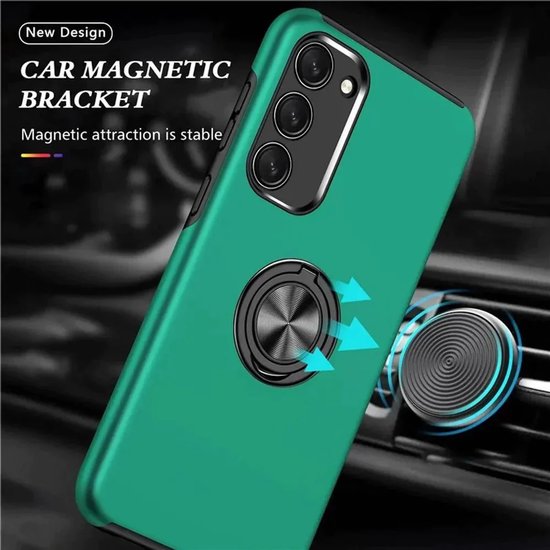 Samsung Galaxy A15 Hoesjes – Backcover met Vingerring – Grip & Standaardfunctie – Groen-Ilumina Benelux